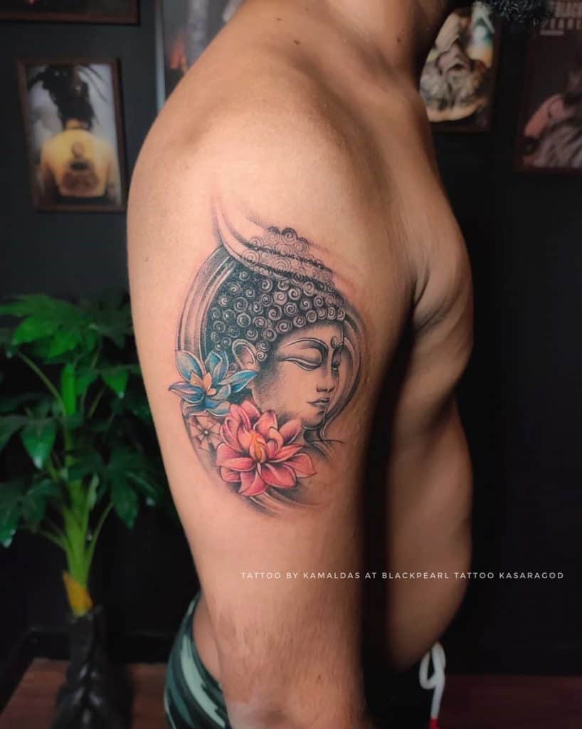 Giant Shoulder Buddha Tattoo