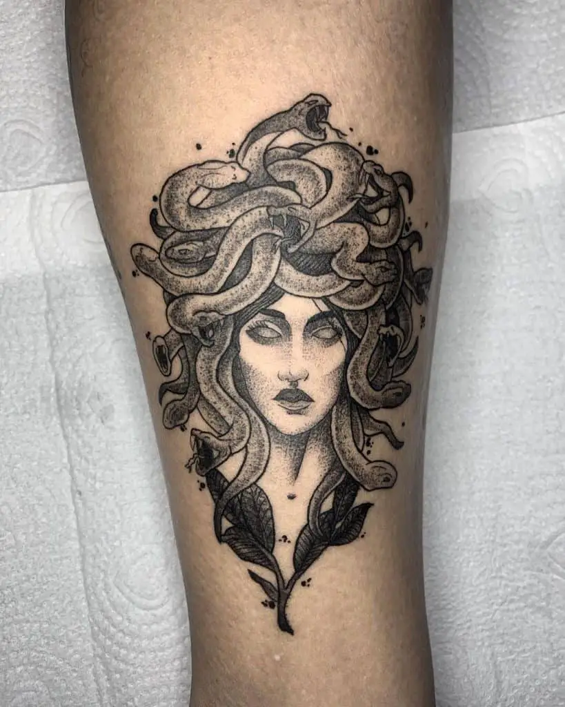 Medusa Inspired Blackwork Tattoo 