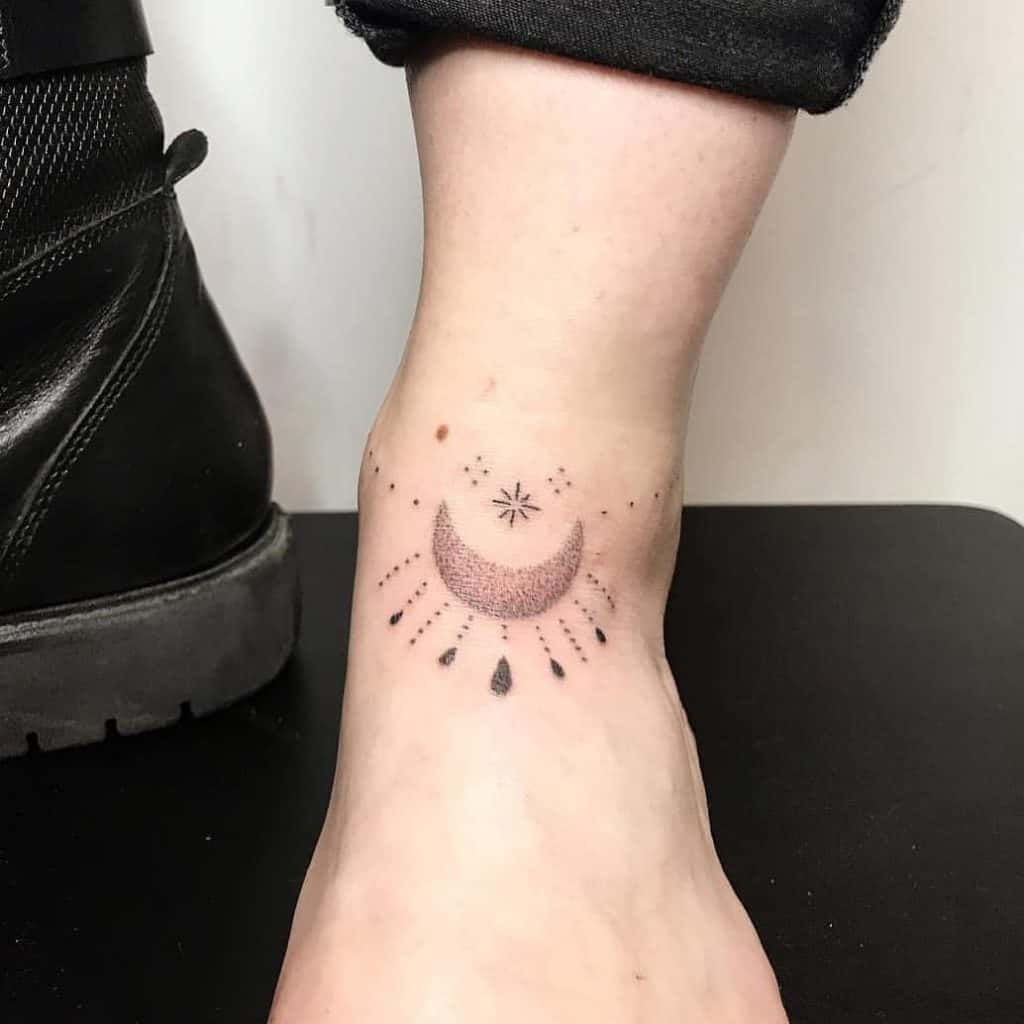 Moon Hand-Poked Tattoo Ideas 2
