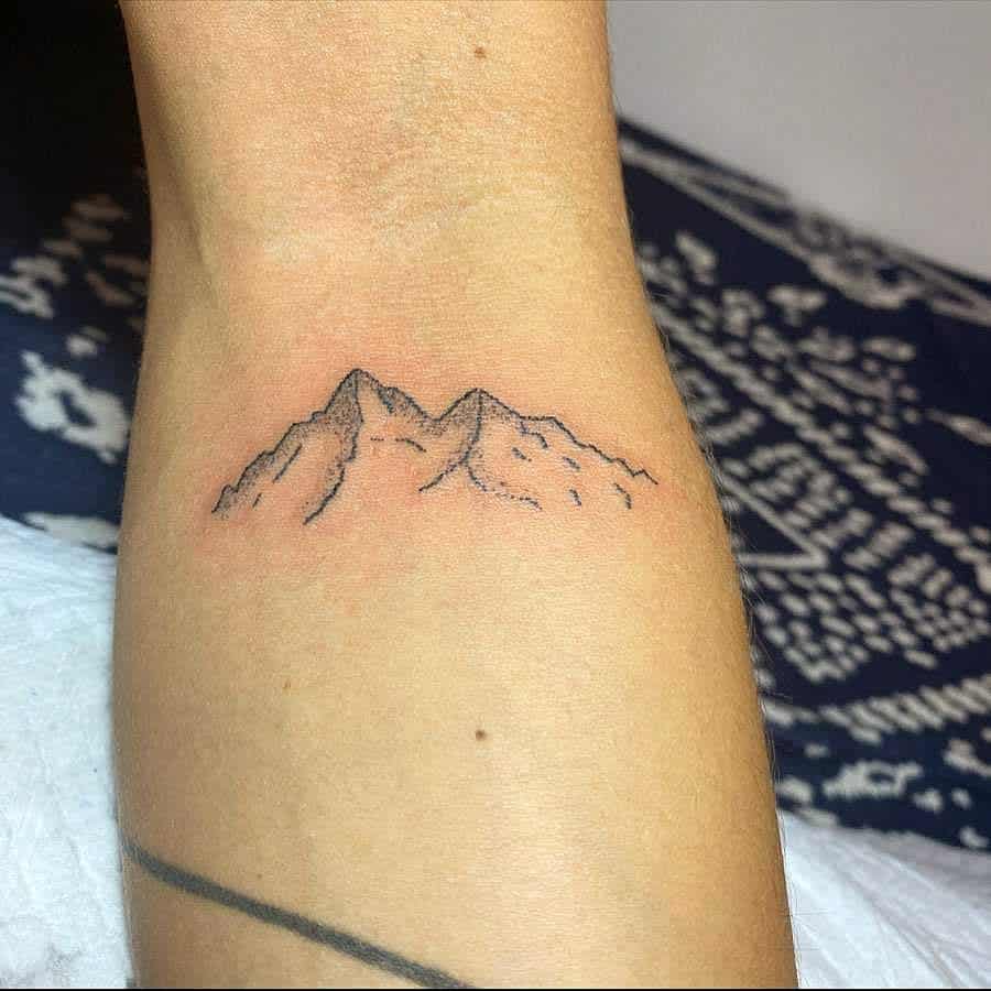 Mountain Range Hand-Poked Tattoo Ideas 2