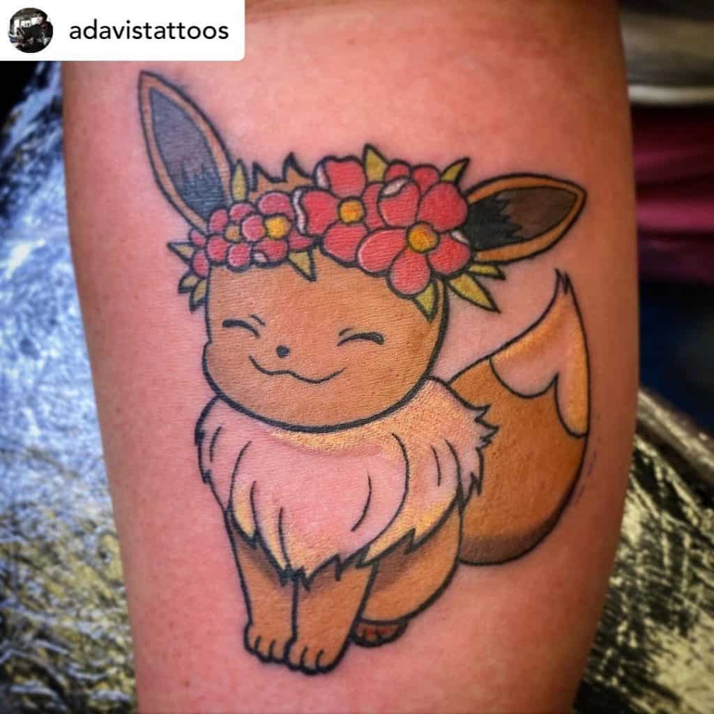 Pikachu with a corolla Tattoo