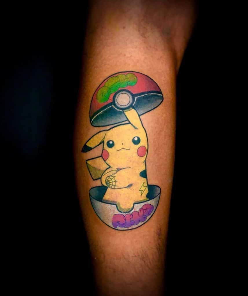 Pokemon Ball and Pikachu Tattoo