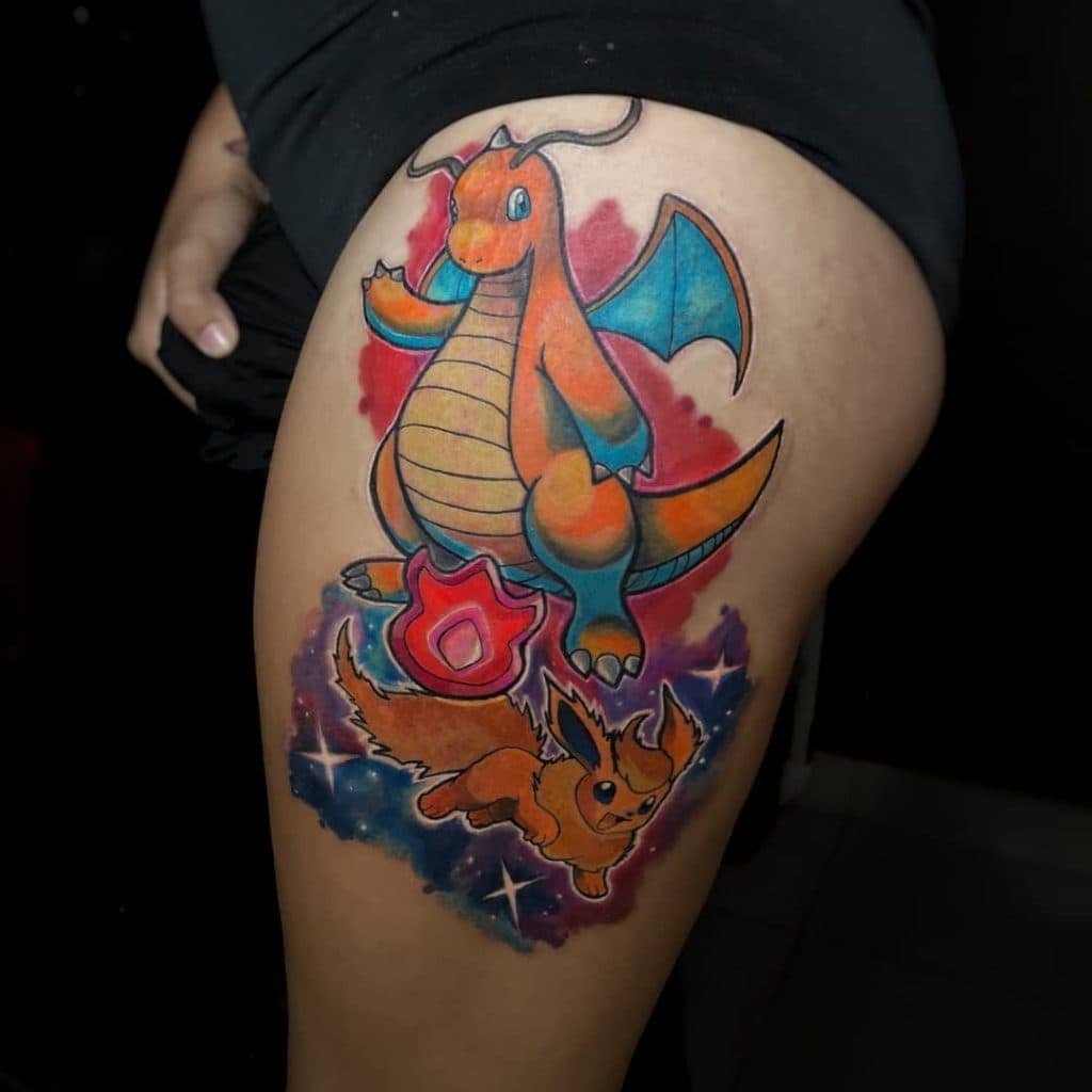 Pokemon Tattoo on Thigh