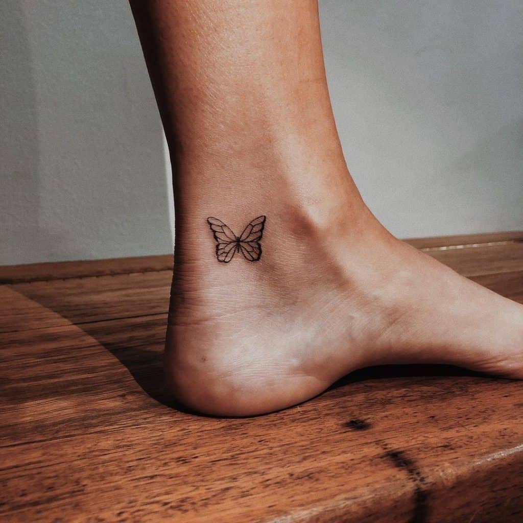 Side Ankle Tattoos Butterfly Idea