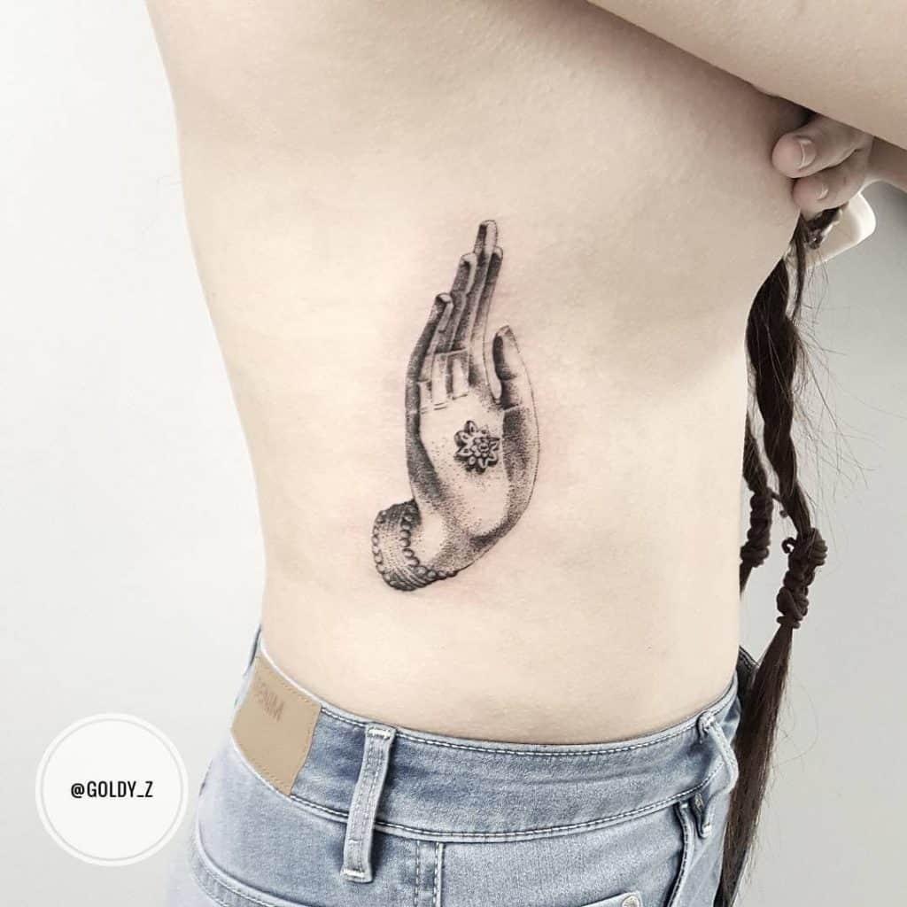 Side Stomach Peace Symbol Tattoo 