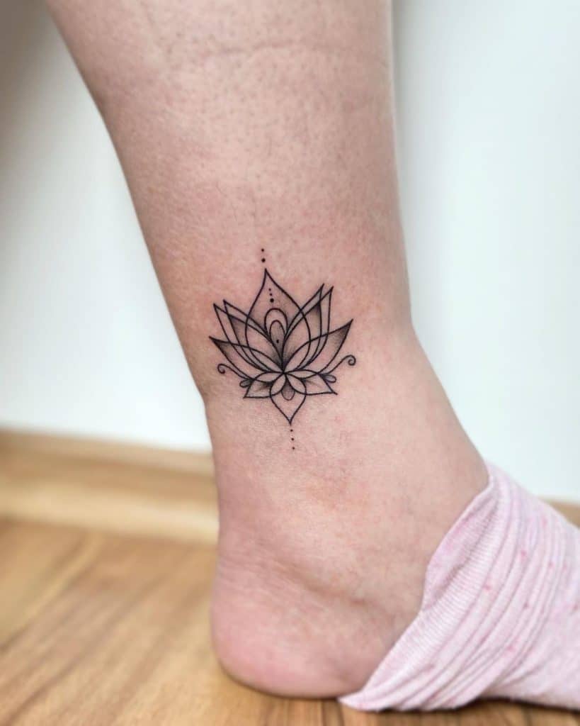 Small Flower Ankle Tattoo Mandala Idea