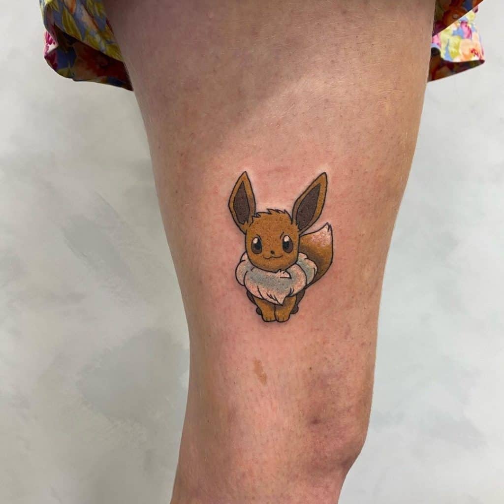 Small Pokemon Tattoo on Thigh
