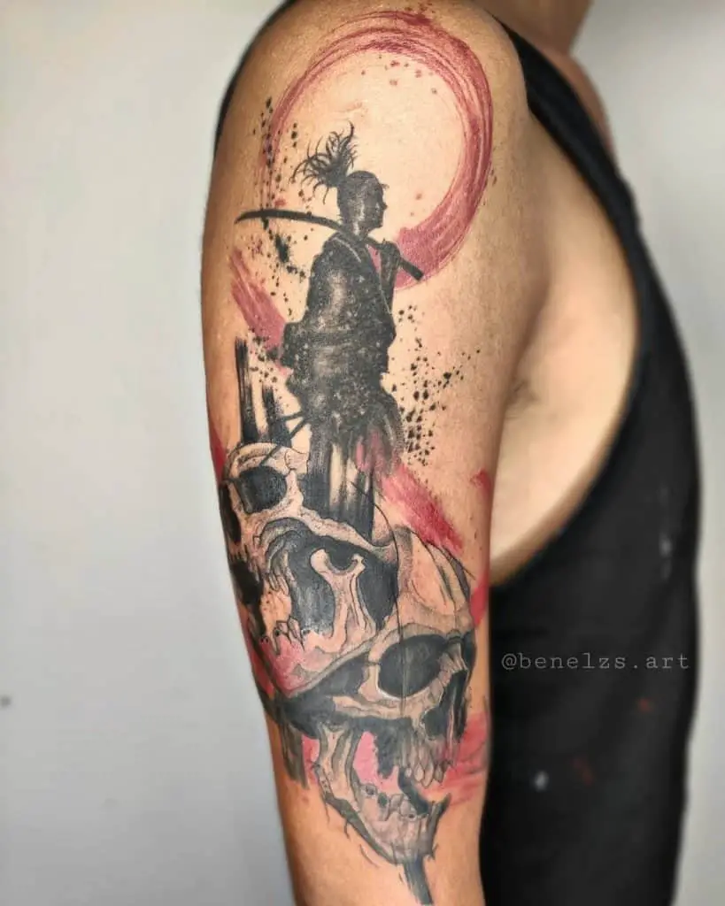 Warrior Trash Polka Tattoo Half Sleeve