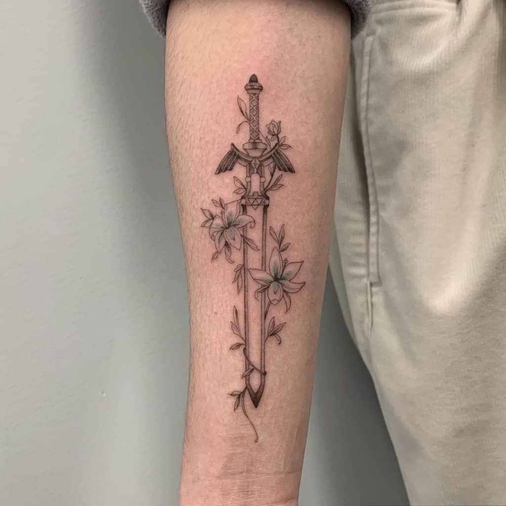Arm Lily Flower Tattoo Black Ink