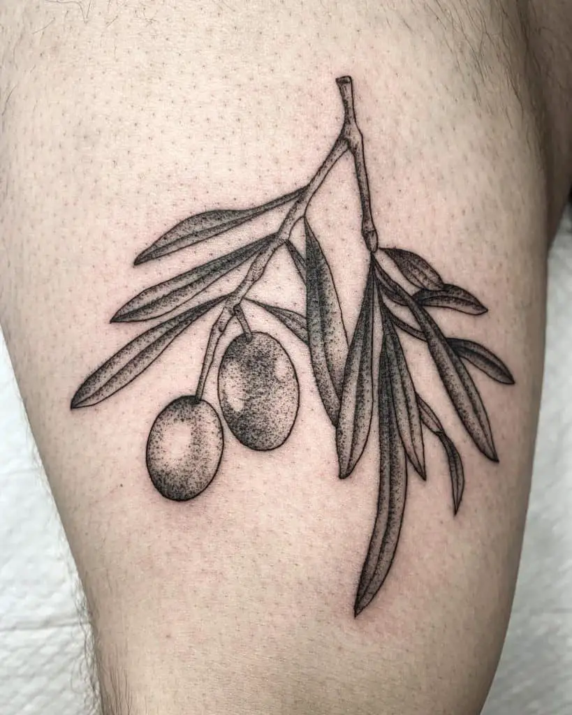 Dot-Work Olive Branch Tattoo 2