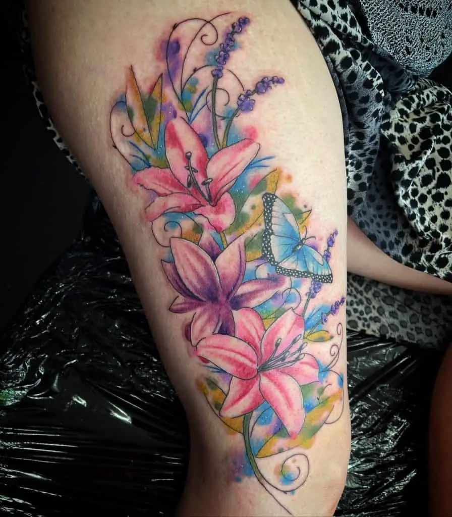Lily And Butterfly Tattoo Print