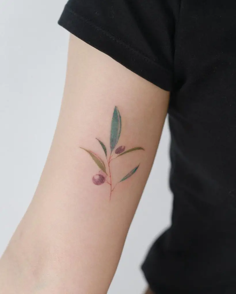 Simple Olive Leaves Tattoo Design 2