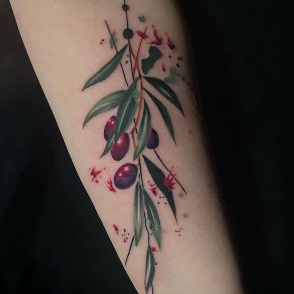 Traditional Olive Branch Tattoo 1