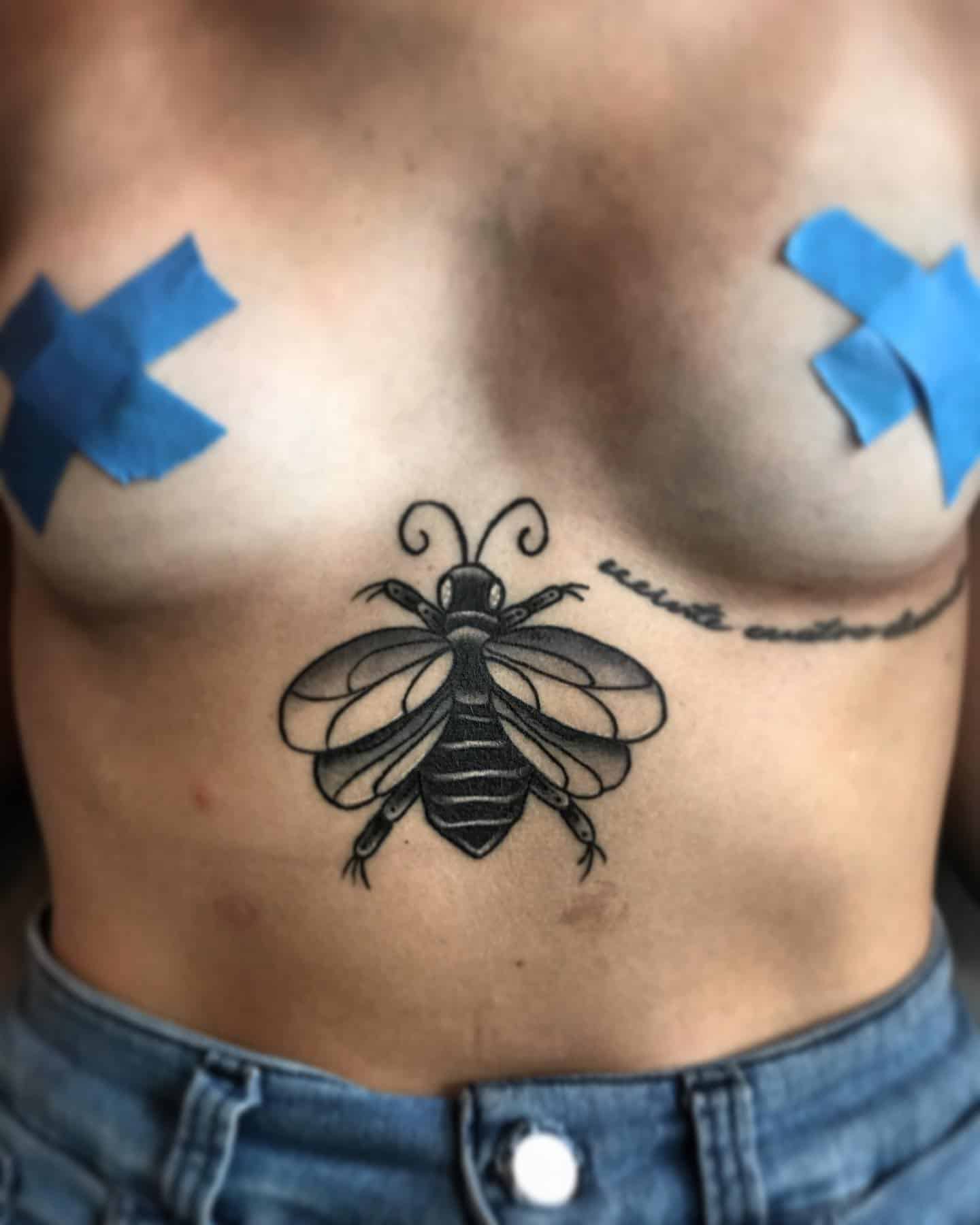 Bee Sternum Tattoo 2