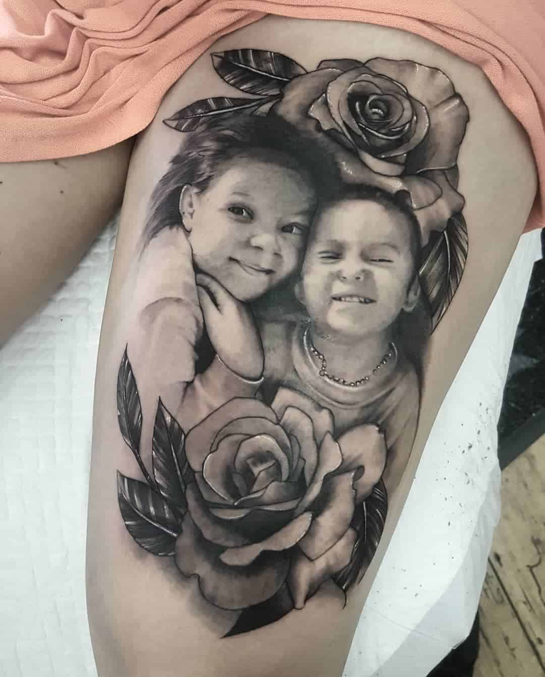 Brother and Sister Portrait Tattoo 3