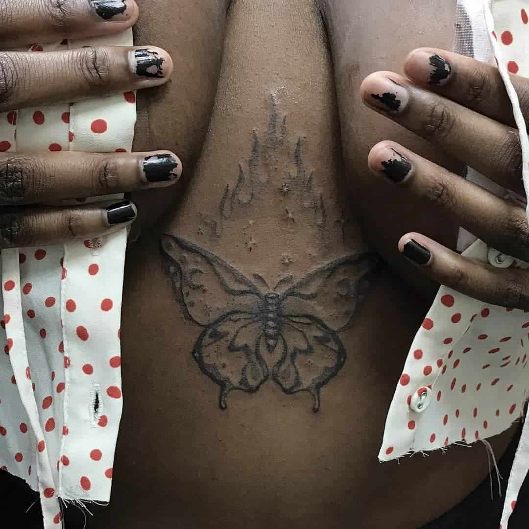 Butterfly Sternum Tattoo 2
