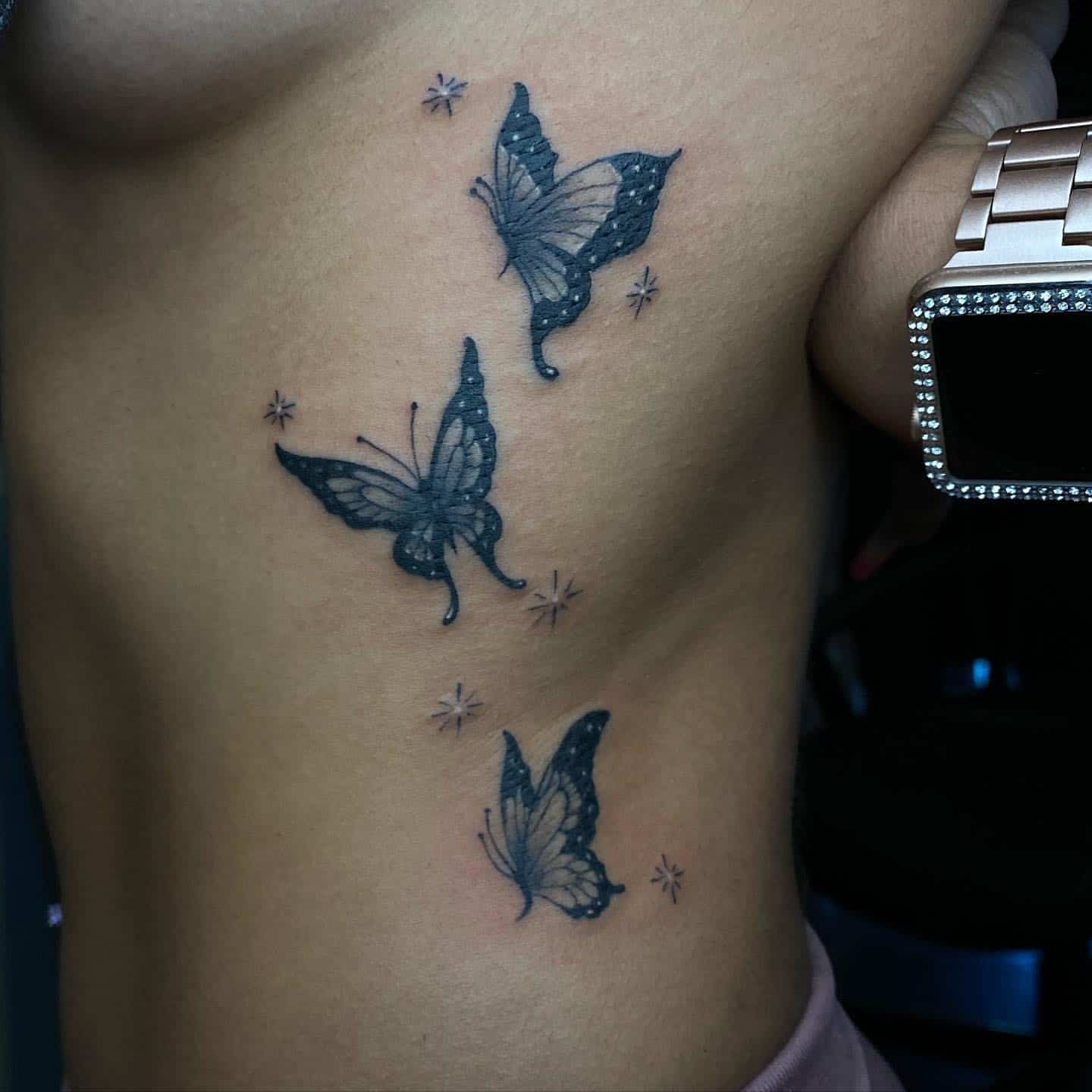 Butterfly side tattoo 2