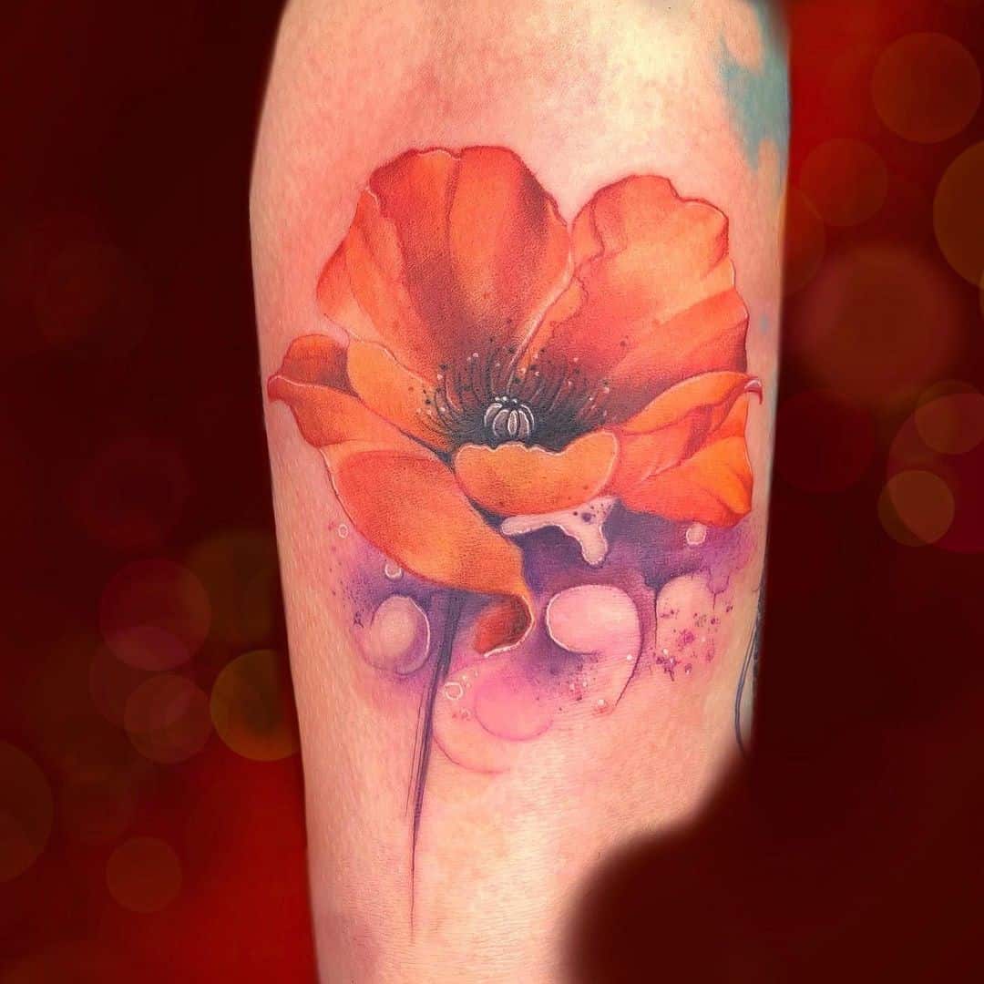 California Poppy Flower Tattoo