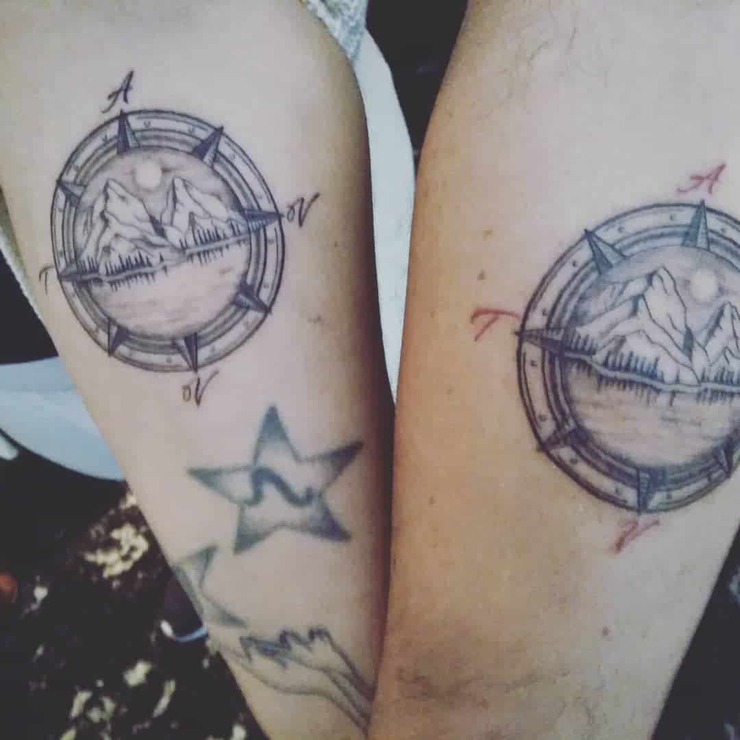 Compass Brother and Sister Tattoos 1