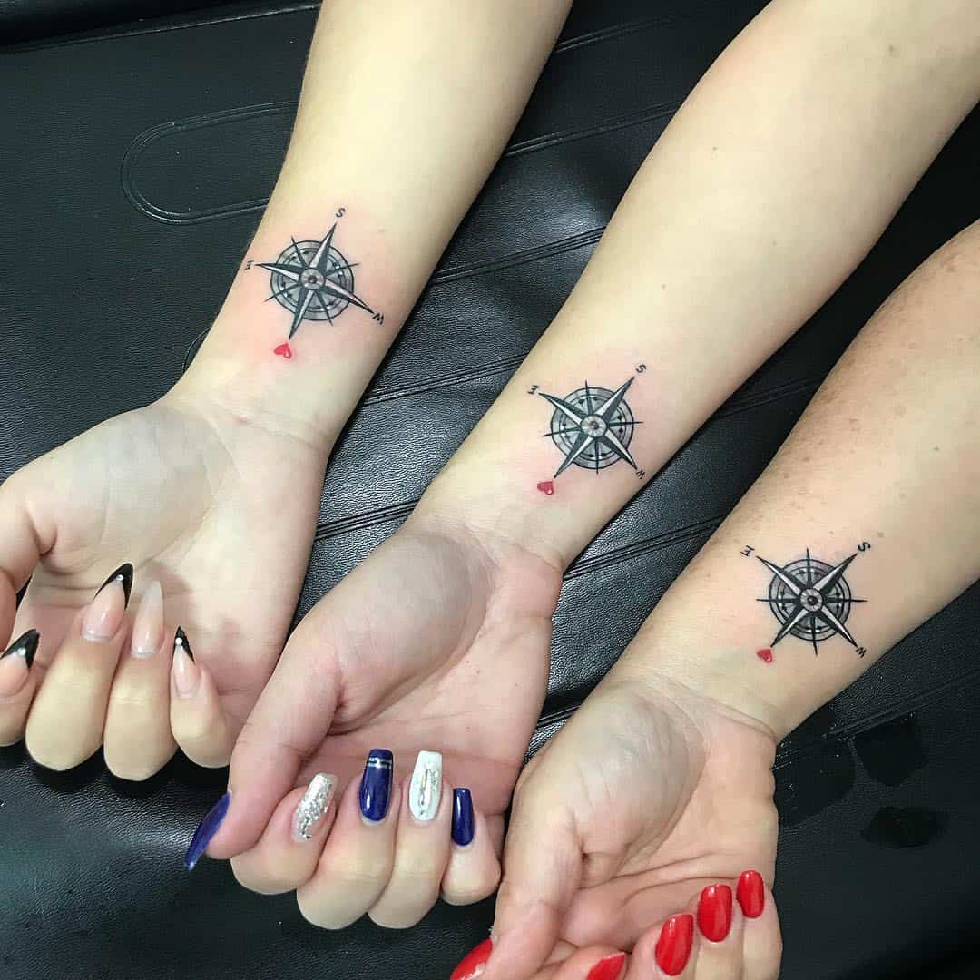 Compass Brother and Sister Tattoos 2