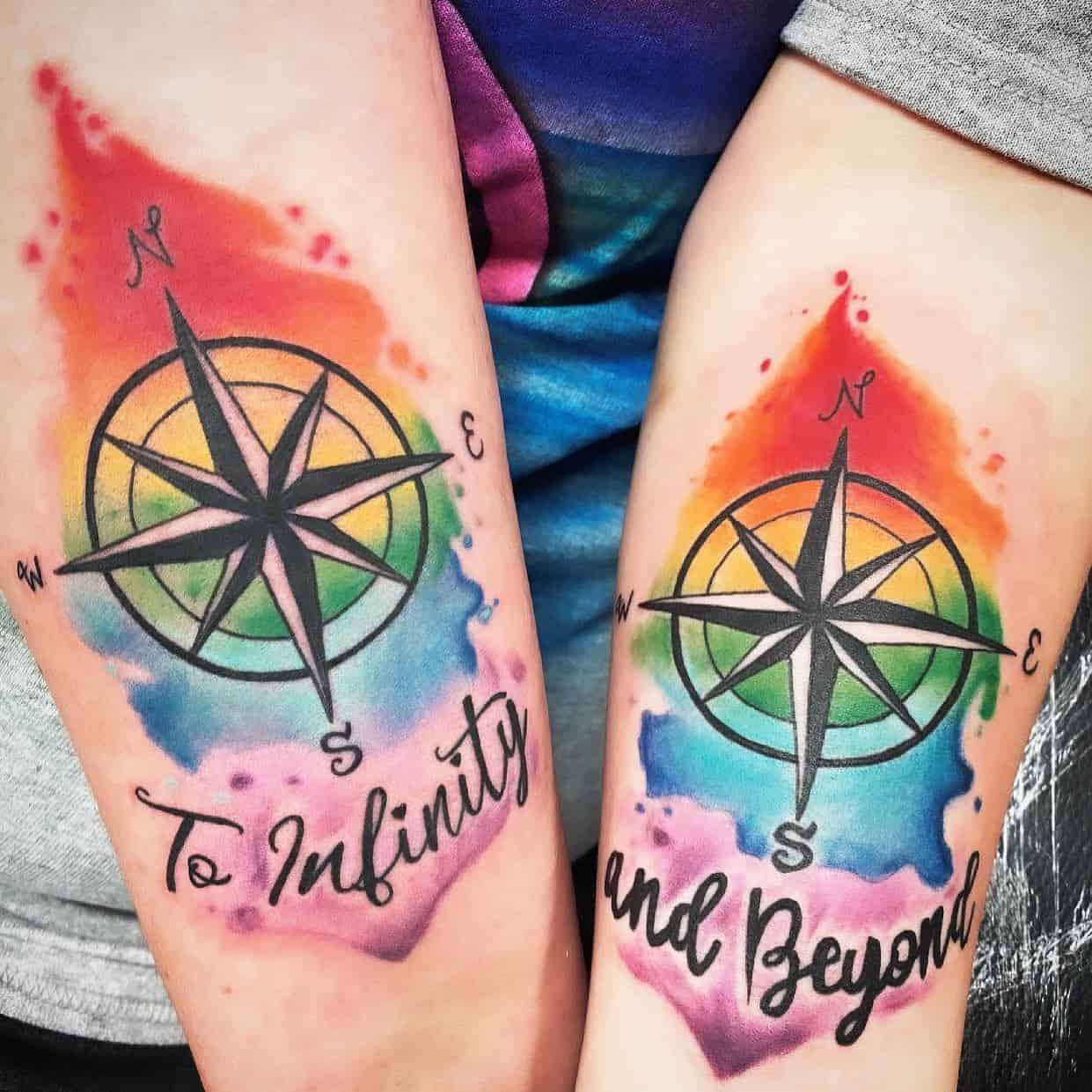 Compass Brother and Sister Tattoos 3