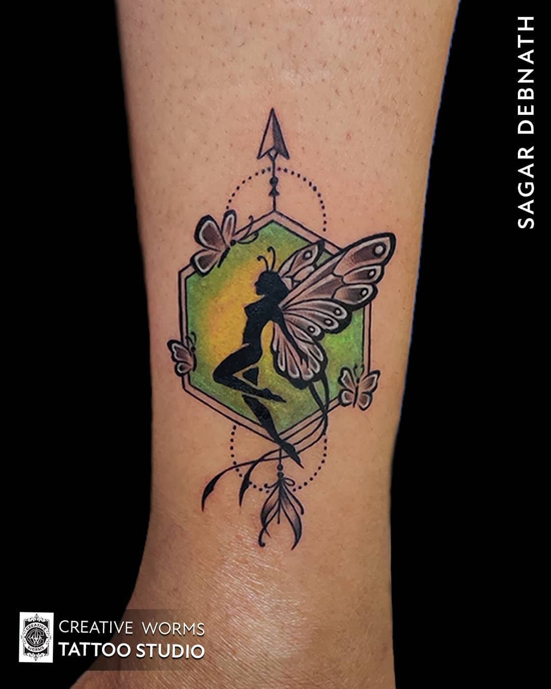 Fairy Wings Tattoo Green Ink 
