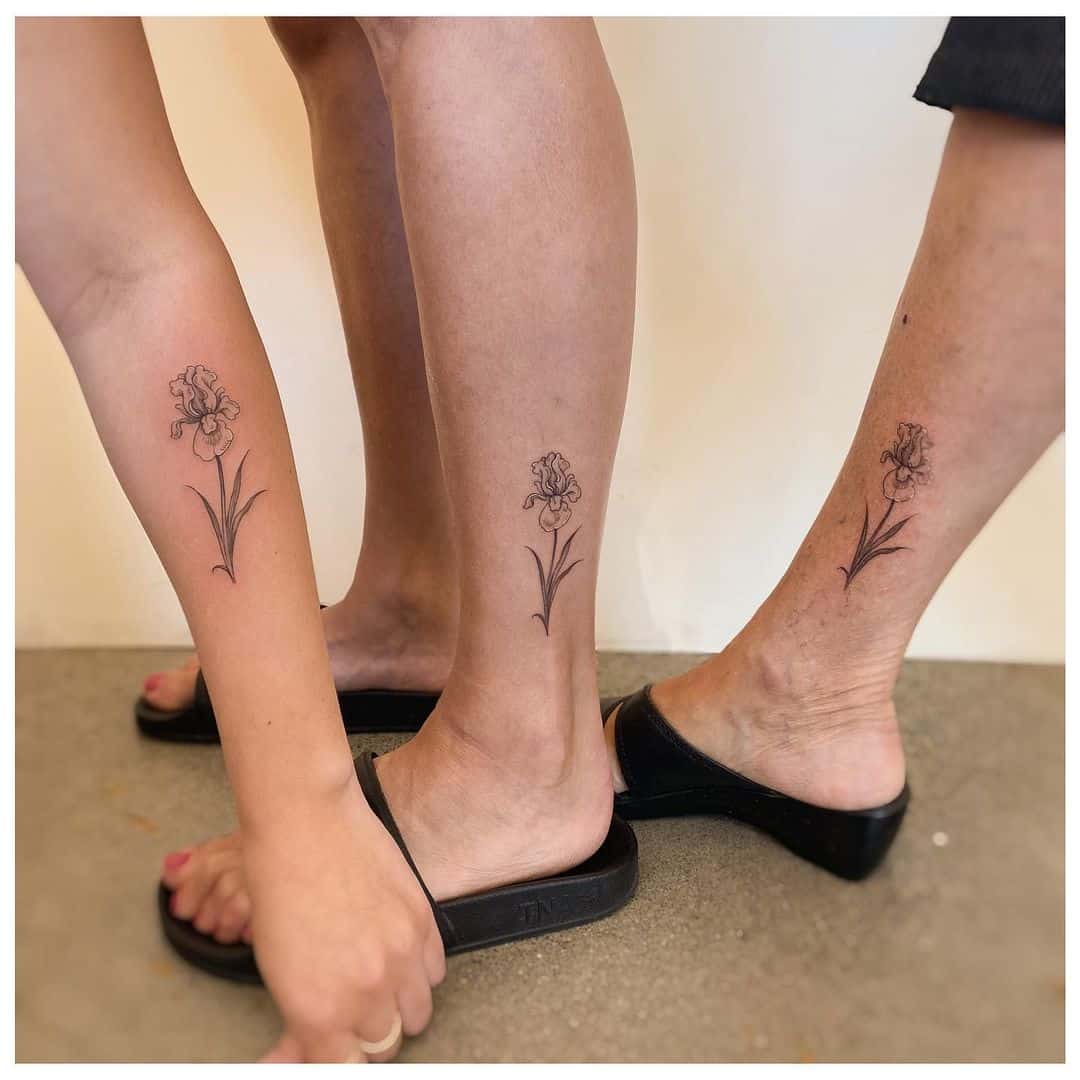 Flower Father and Daughter Tattoos 1