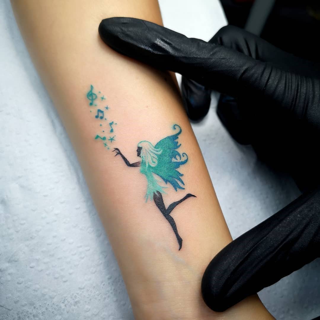 Musical Fairy Blue Tattoo 
