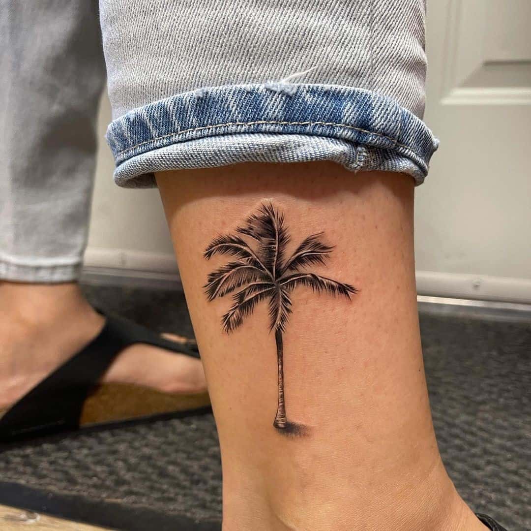 Palm Tree Tattoo On Ankle 1