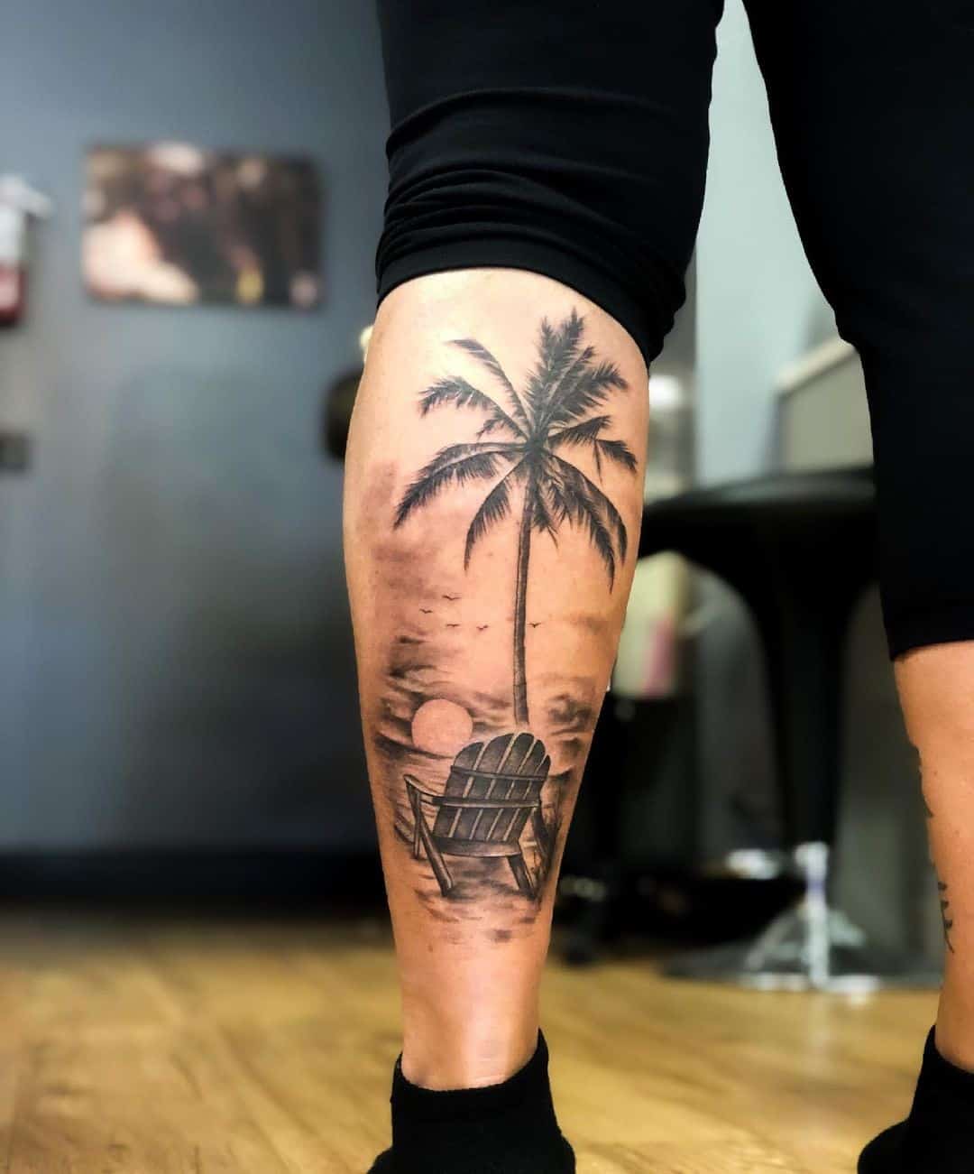 Palm Tree With Sunset Tattoo 1