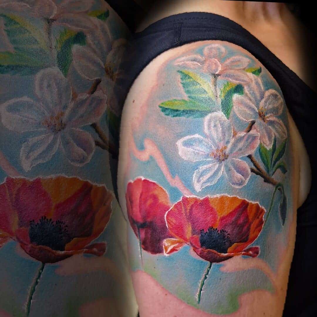 Poppy Flower Tattoo Sleeve
