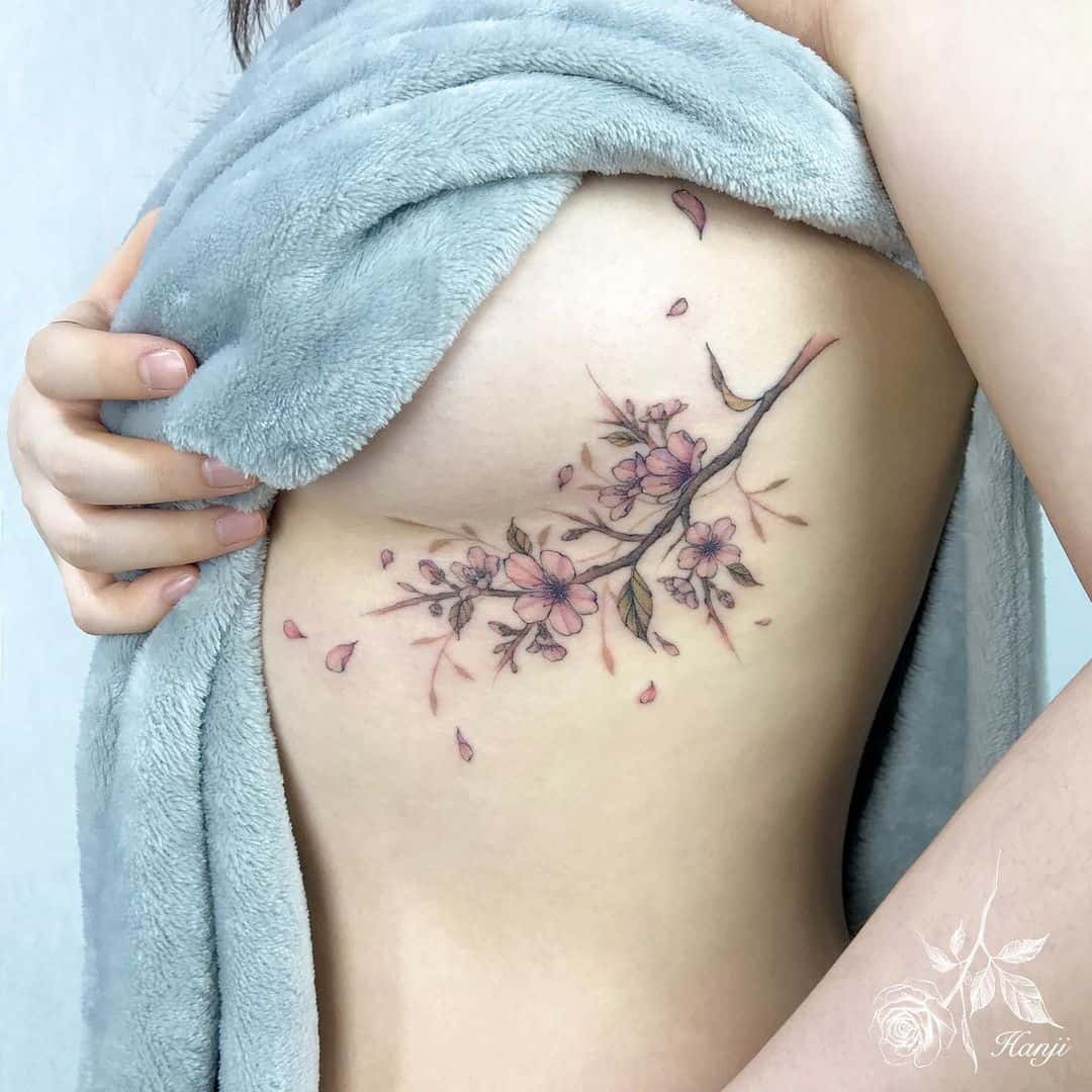 Sakura Breast Tattoo Design