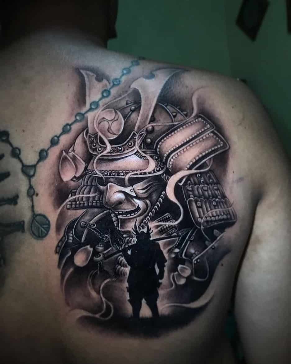 Samurai Warrior Tattoo Over Back