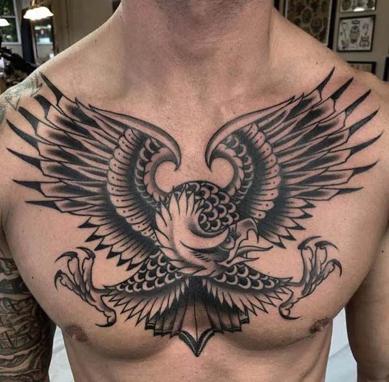 American traditional chest tattoo 1