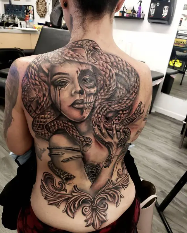 Back Medusa Tattoo 1