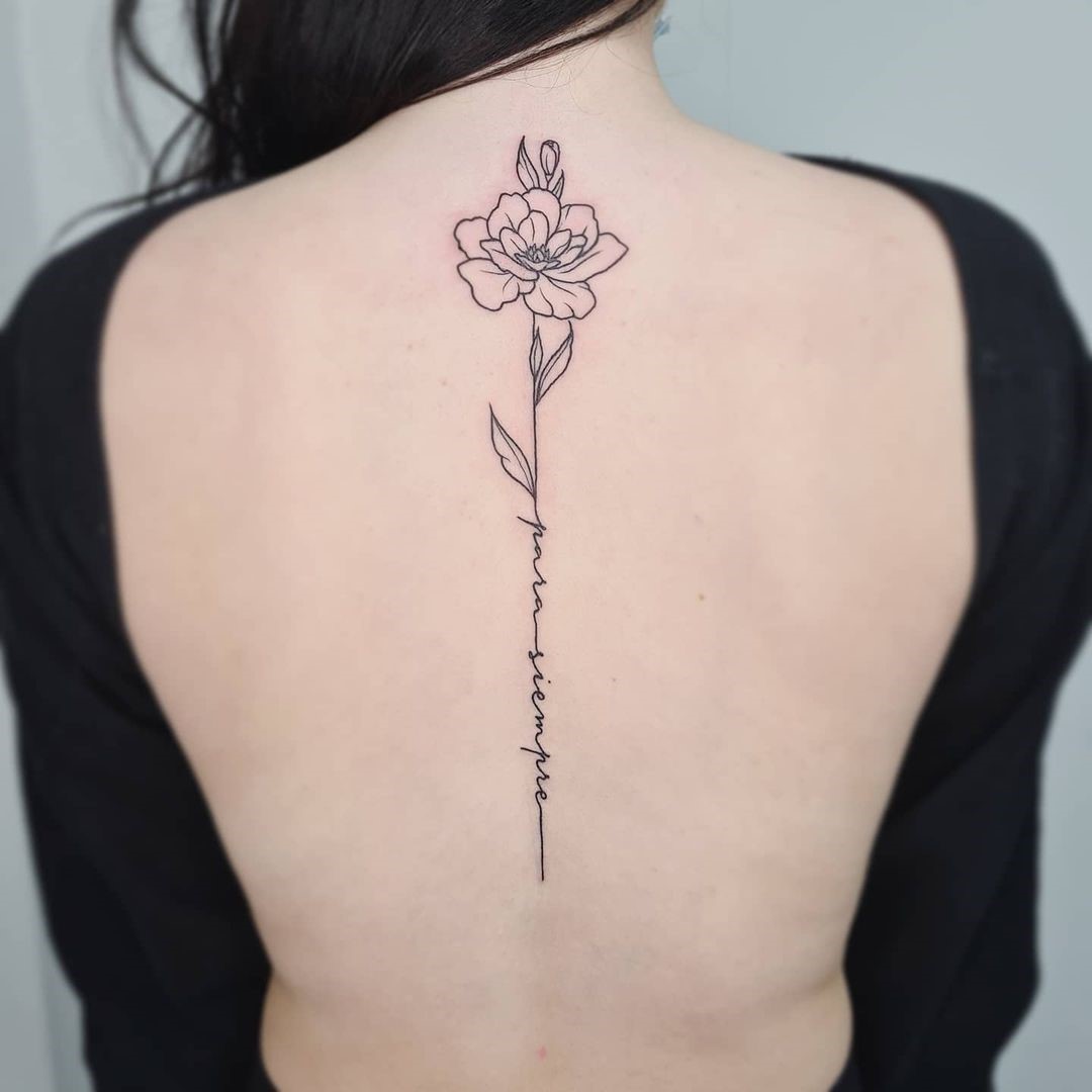 Black Small & Minimalistic Rose Down The Spine 