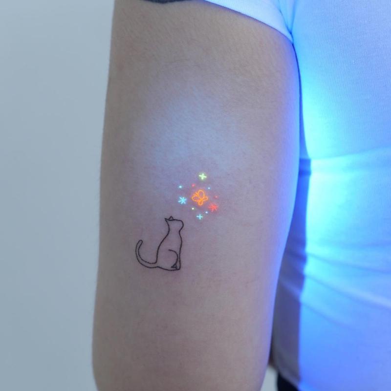 Cat Glow In The Dark Tattoo 1