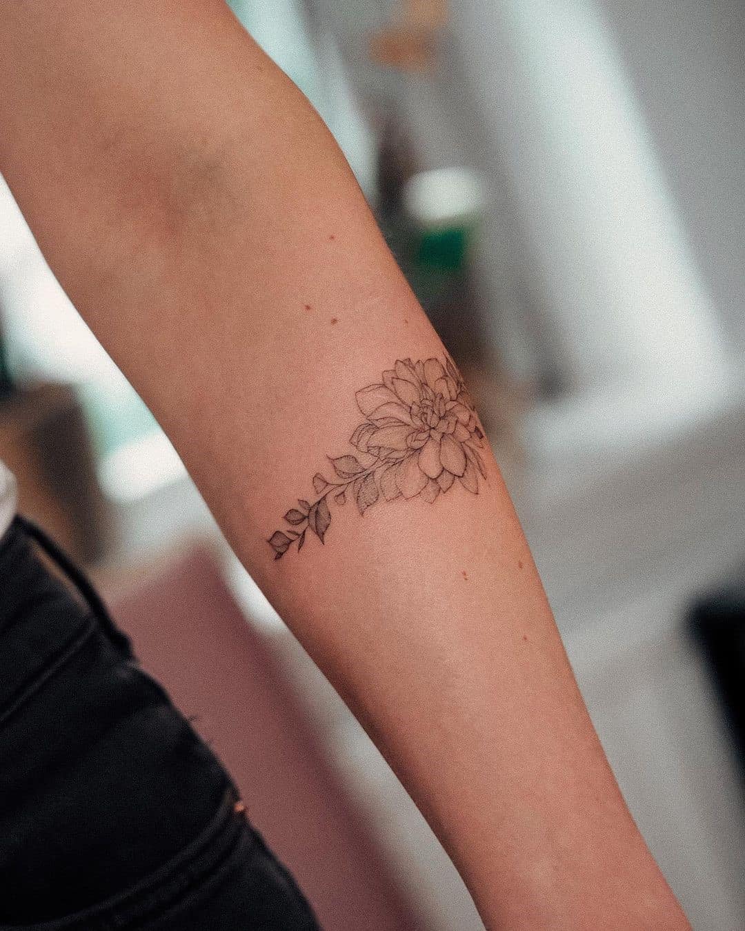 Flower Bracelet Tattoo Idea Black Ink 