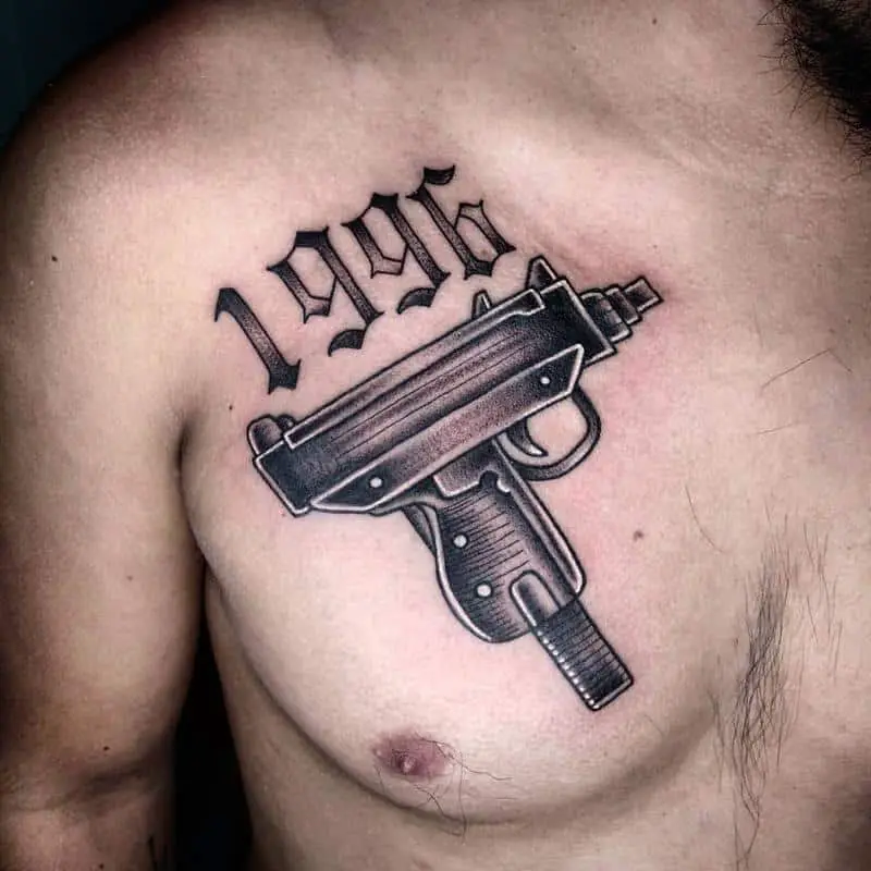 Gangster chest tattoo 4