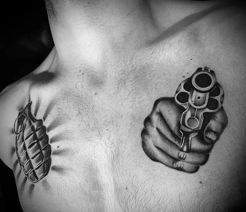 Gangster chest tattoo 5