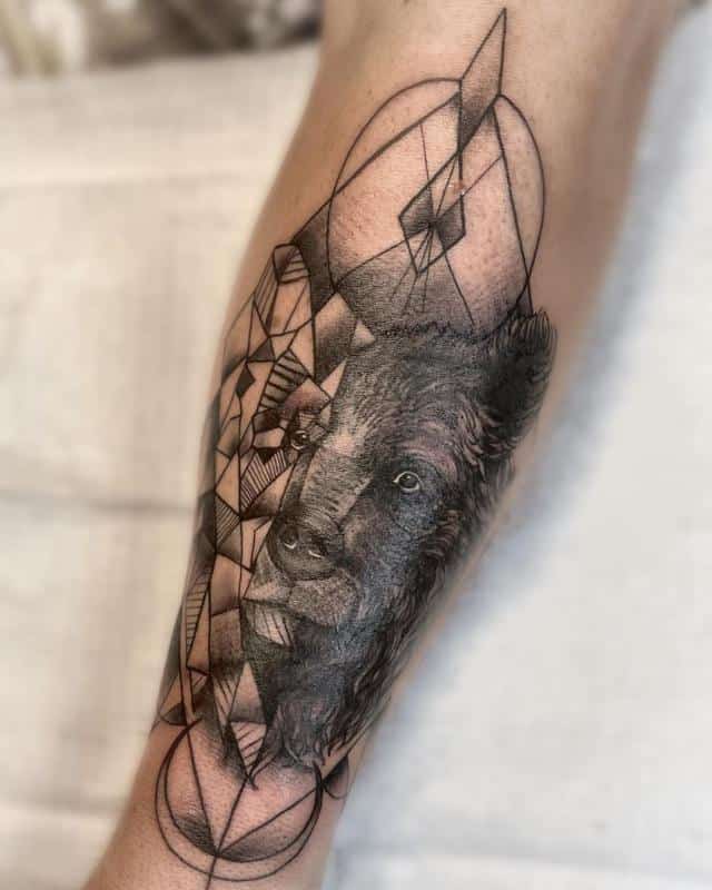 Geometrical Shape Bear Tattoo 1