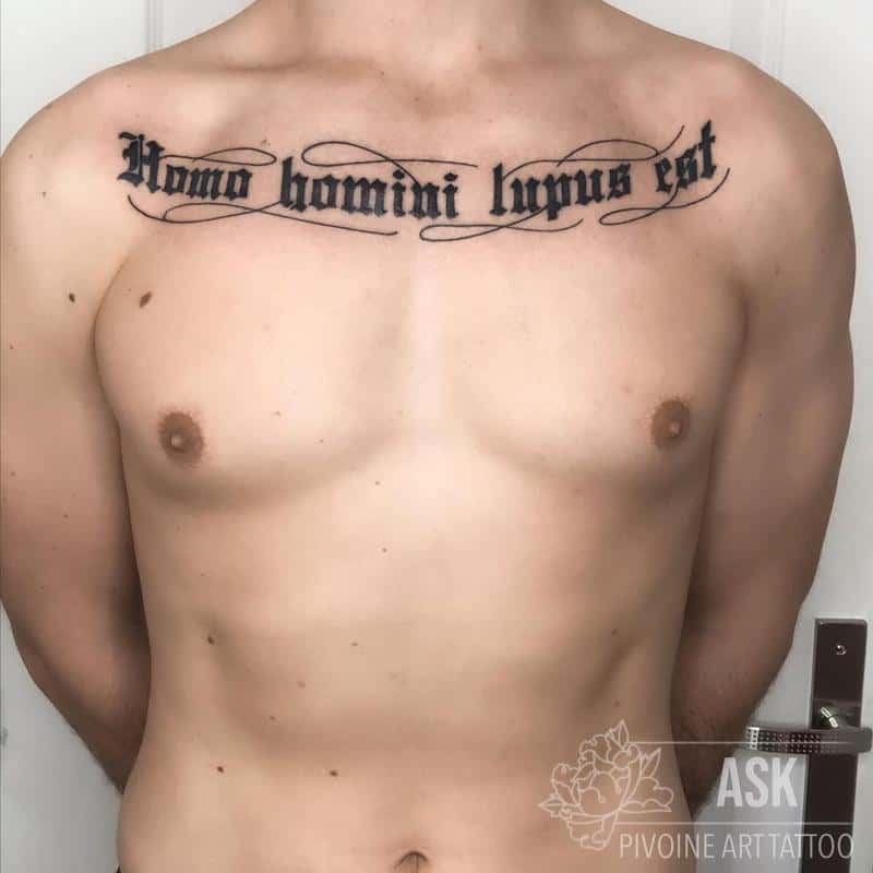 Quote chest tattoo 1