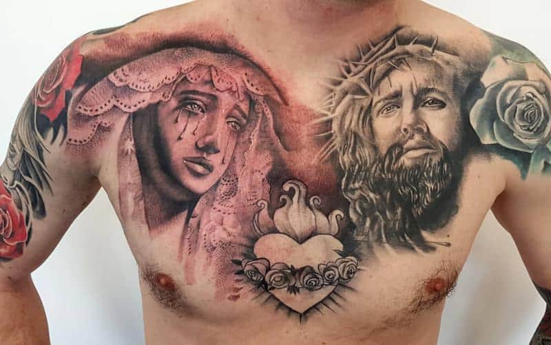 Religious chest tattoo 1