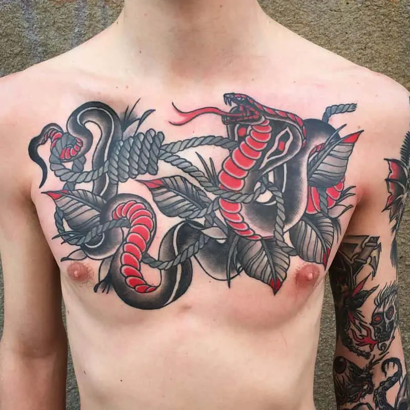 Snake chest tattoo 3