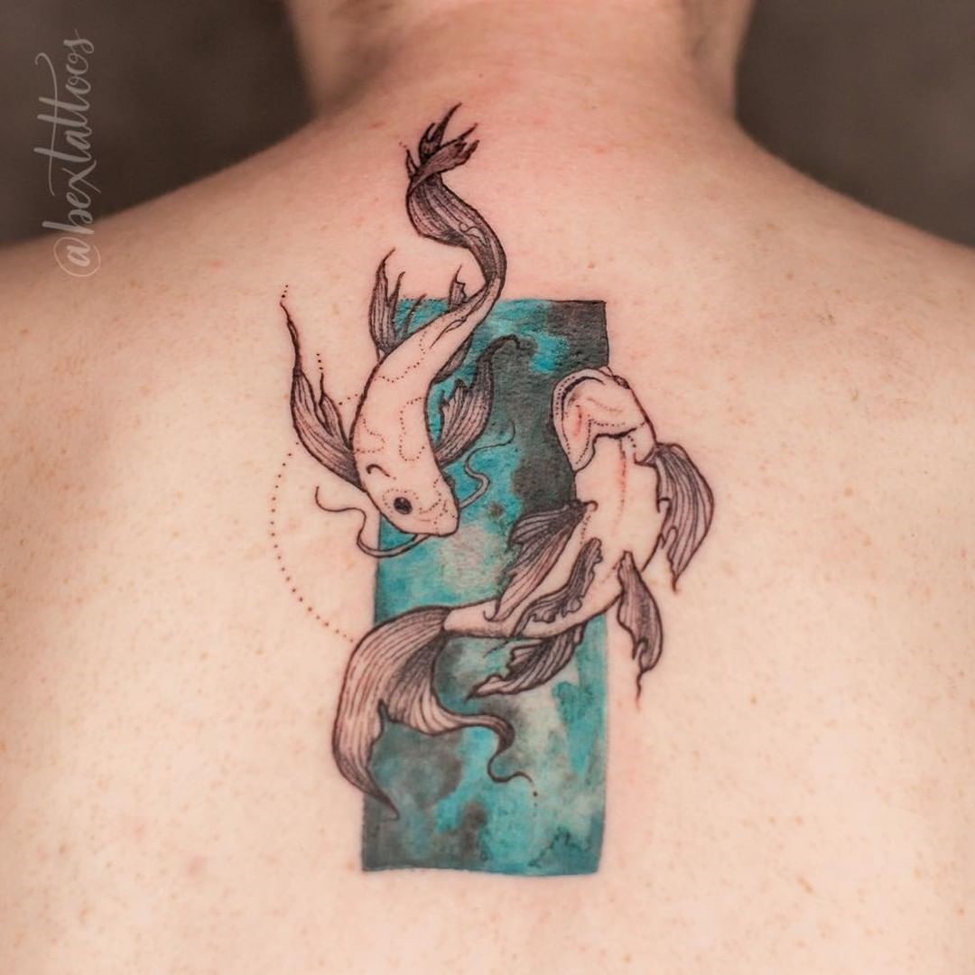 Spine Tattoo For Women Koi Fish 