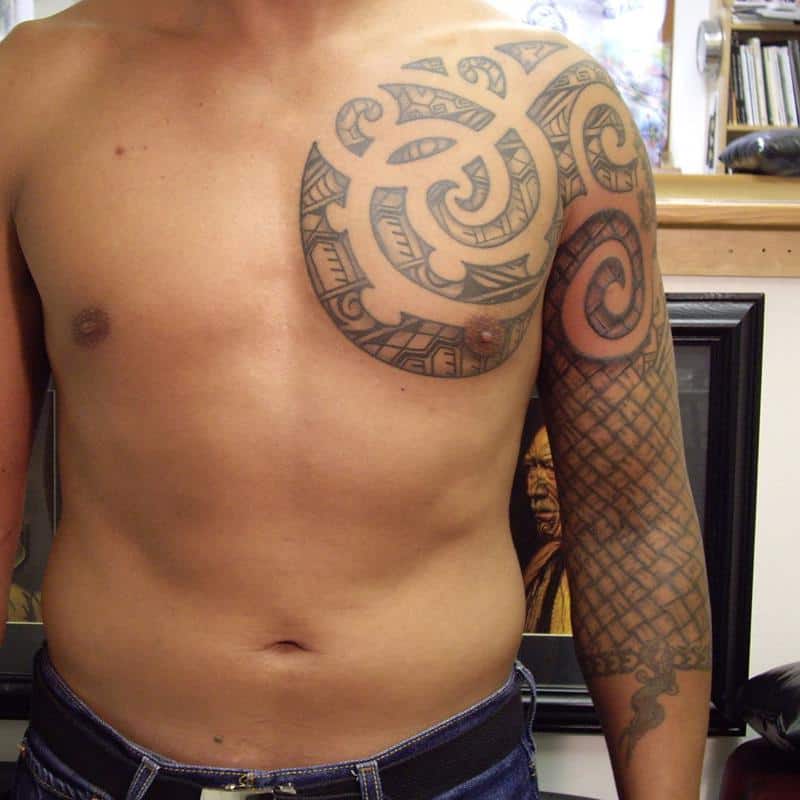 Tribal chest tattoo 4