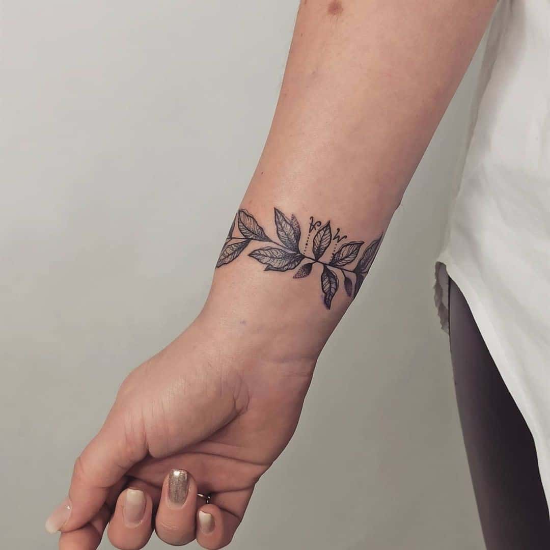 Wrist Bracelet Tattoo Black Flower 