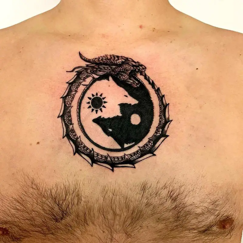 Yin yang ouroboros tattoo 1