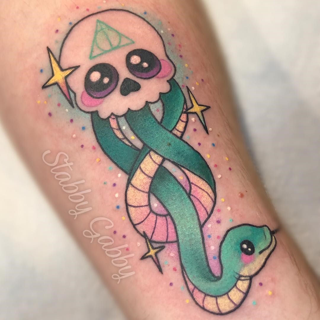 Bright & Cartoon Inspired Death Eater Tattoo