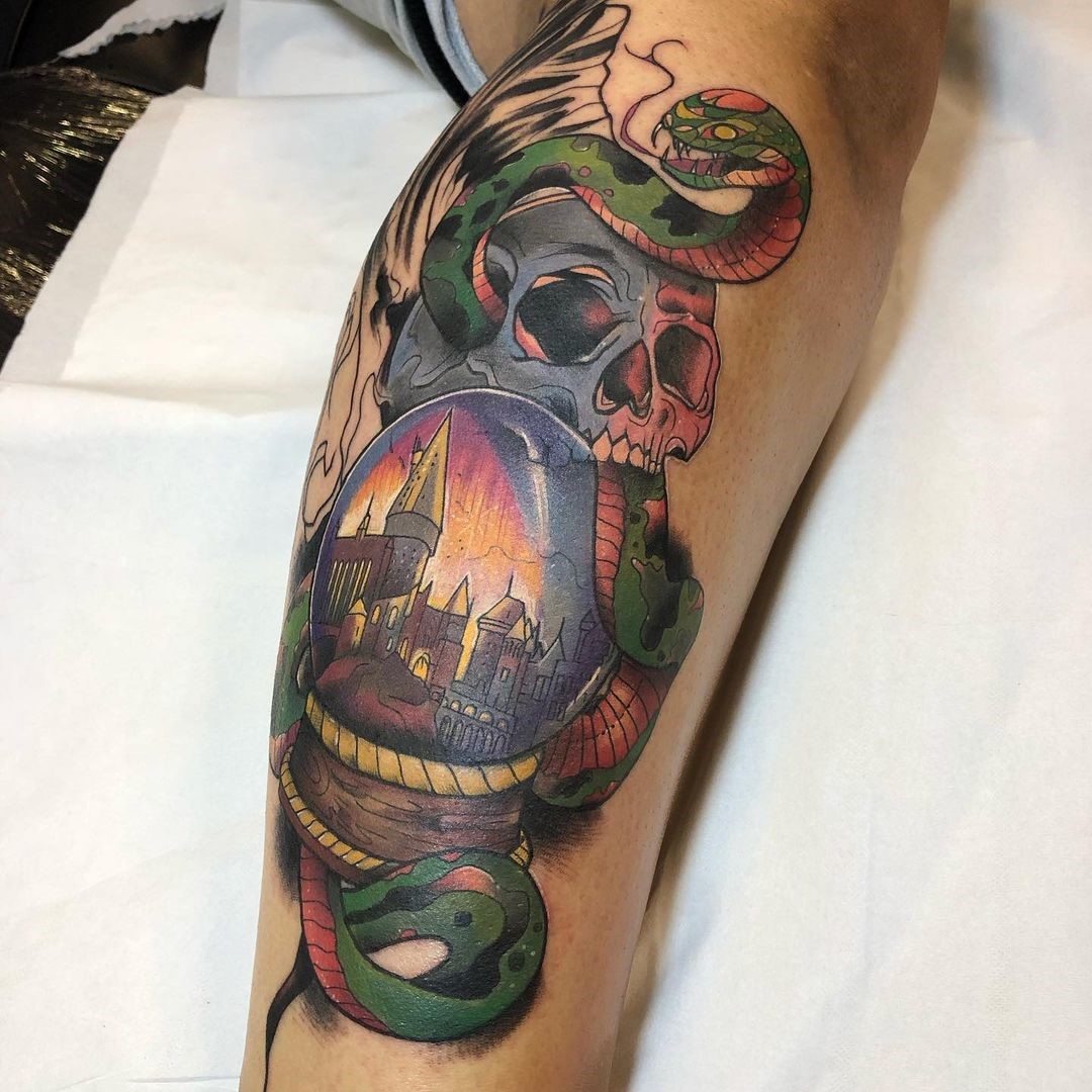 Colorful & Loud Death Eater Tattoo